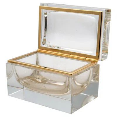 Pre-owned Alessandro Mandruzzato Large Crystal And 24-kt Gold Rectangular Jewelry Box In Multi