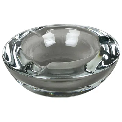 Pre-owned Alessandro Mandruzzato Large French "lucid" Crystal Glass Shell Bowl Ashtray By Art Vannes France 1970s In Gray