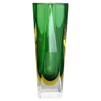 Pre-owned Alessandro Mandruzzato Large Green 1, 1kg Murano Glass Sommerso Vase Flavio Poli Attr., Italy, 1970