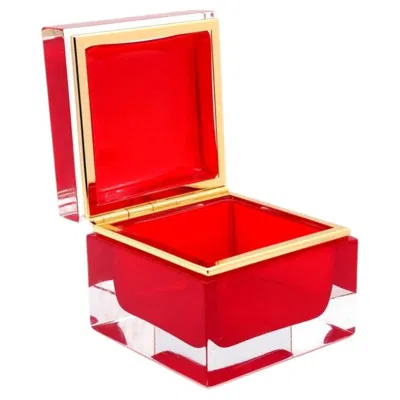 Pre-owned Alessandro Mandruzzato Large Octagonal Murano Glass Jewelry Box By Mandruzzato, 1990s In Red