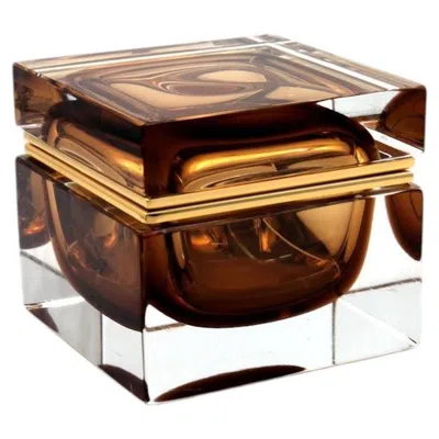 Pre-owned Alessandro Mandruzzato Large Octagonal Murano Glass Jewelry Box By Mandruzzato, 1990s In Sand