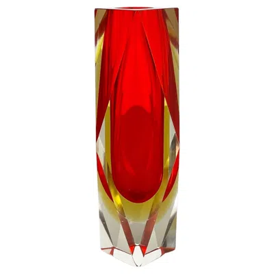 Pre-owned Alessandro Mandruzzato Large Red Murano Glass Sommerso Vase By Flavio Poli Attributed, Italy 1970s