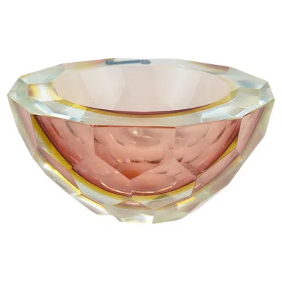 Pre-owned Alessandro Mandruzzato Mandruzzato Sommerso Faceted Caviar Murano Glass Diamond Bowl, Italy, 1960s In Sand