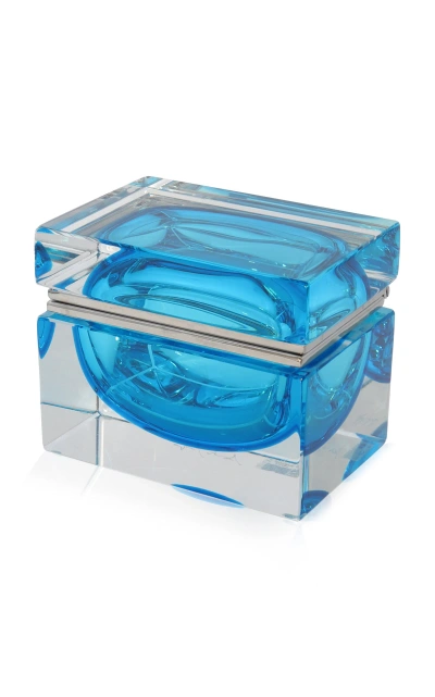 Alessandro Mandruzzato Medium Murano Glass Jewelry Box In Blue