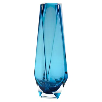 Pre-owned Alessandro Mandruzzato Mid-century Modern "goccia" Vase By Mandruzzato, Murano Glass, 40 Cm In Blue