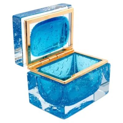 Pre-owned Alessandro Mandruzzato Mid-century Modern Murano Glass Jewelry Box By  In Blue