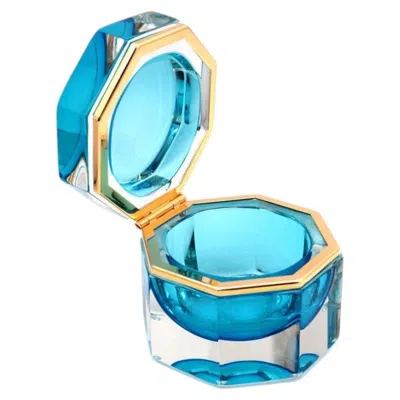 Pre-owned Alessandro Mandruzzato Mid-century Modern Octagonal Jewelry Box By Mandruzzato, 1990s In Blue