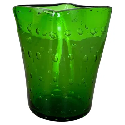 Pre-owned Alessandro Mandruzzato Murano Glass Bullicante Bubble "green" Vase Element Shell Murano, Italy, 1970s