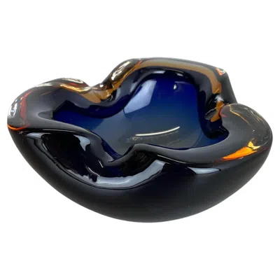 Pre-owned Alessandro Mandruzzato Murano Glass "multi-color" Bowl Element Shell Ashtray Murano, Italy, 1970s In Black