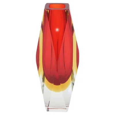 Pre-owned Alessandro Mandruzzato Murano Sommerso Glass Vase Red & Yellow Italy 1970's