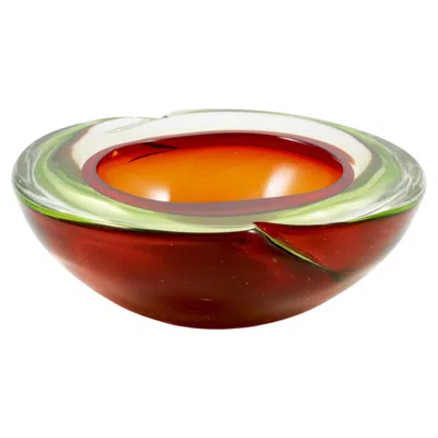 Pre-owned Alessandro Mandruzzato Murano Sommerso Red And Green Glass Ashtray Or Bowl