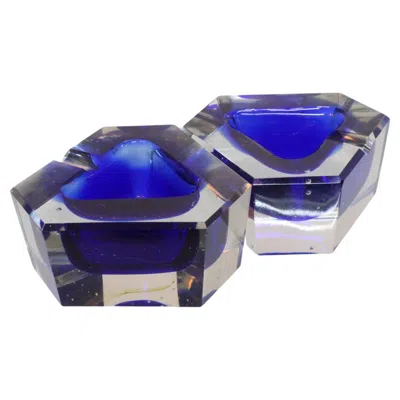 Pre-owned Alessandro Mandruzzato Pair Of Mid-century Modern Murano Glass Ashtrays, 1960s In Purple