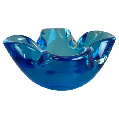 Pre-owned Alessandro Mandruzzato Rare Murano Glass "light Blue" Bowl Element Shell Ashtray Murano, Italy, 1970s