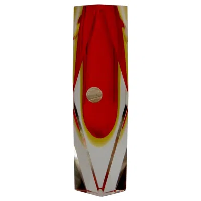 Pre-owned Alessandro Mandruzzato Ruby Red Murano Glass Vase By Mandruzzato For Oball, Italy, 1970s
