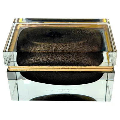 Pre-owned Alessandro Mandruzzato Signed  For Design Guild Murano Sommerso Faceted Glass Box In Black