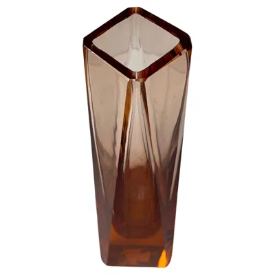 Pre-owned Alessandro Mandruzzato Tulip Vase In Peach Murano Glass, 1970s In Brown