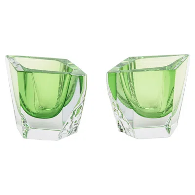 Pre-owned Alessandro Mandruzzato Vintage Murano Green Glass Pebbled Bowls By  Italy Barware
