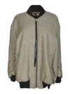 Alessandro Vigilante Check Pattern Rib Trim Zipped Bomber In Beige