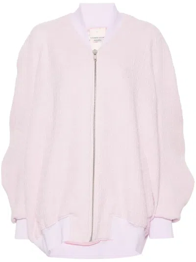 Alessandro Vigilante Cut-out Tweed Bomber Jacket In Rosa