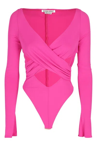 Alessandro Vigilante Fitted Bodysuit With Deep V-neck And Side Draping