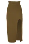 Alessandro Vigilante Front-slit Knitted Midi Skirt In Green