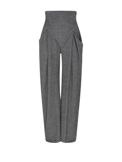 Alessandro Vigilante High-waisted Wide-leg Trousers With Pleated Detailing In Grey