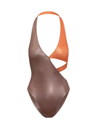Alessandro Vigilante One Piece Swimsuit In Brown