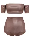 Alessandro Vigilante Shiny Bikini Set In Brown