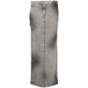 Alessandro Vigilante Stonewashed Straight Denim Skirt In Grey