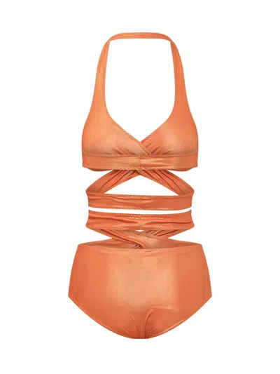 Alessandro Vigilante Two-piece Mini Bikini Set In Arancione/pesca