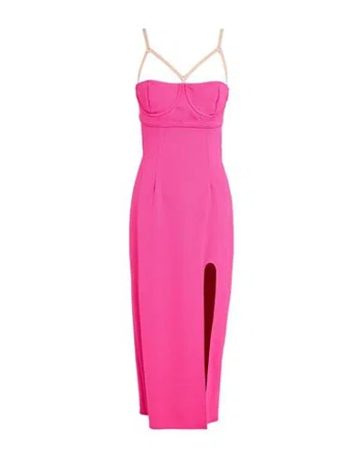 Alessandro Vigilante Woman Midi Dress Fuchsia Size 6 Viscose, Polyamide, Elastane In Pink