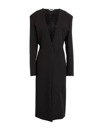 Alessandro Vigilante Woman Overcoat & Trench Coat Black Size 6 Recycled Polyester, Polyester, Elasta