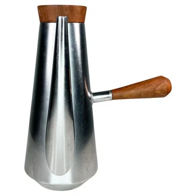 Pre-owned Alessi 1960s Style Kalmar Italian Coffee Pot Stainless Steel Teakwood Italy In Brown