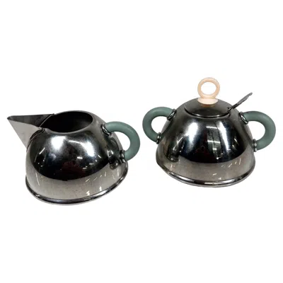 Pre-owned Alessi 1985 Iconic  Sugar Bowl + Creamer Designed By Michael Graves In Black