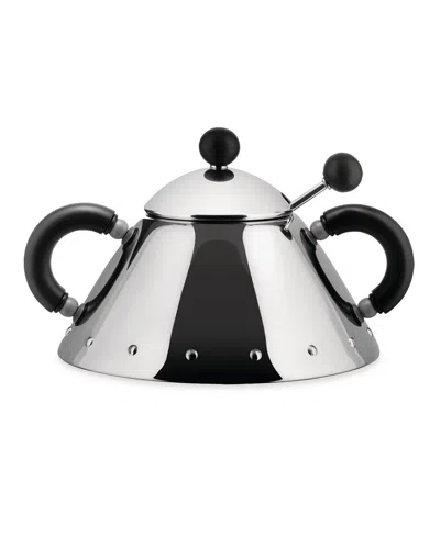 Alessi 6.76 Oz. Sugar Bowl With Spoon By Michael Graves In Black
