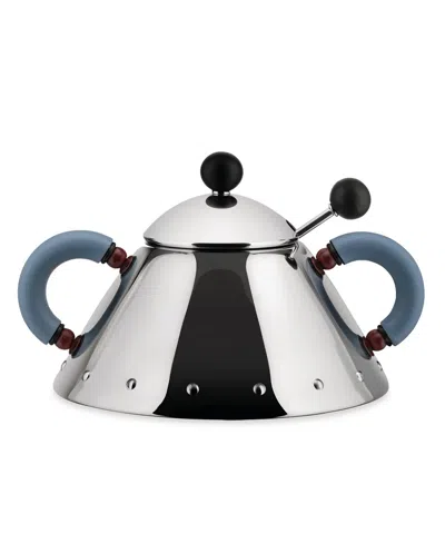 Alessi 6.76 Oz. Sugar Bowl With Spoon By Michael Graves In Blue