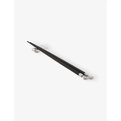 Alessi Black Anna Wood And Stainless-steel Chopsticks And Stand Set