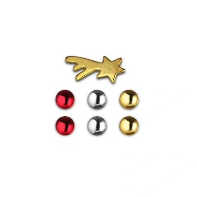 Alessi Bark For Christmas Magnet Set In Red,silver,gold