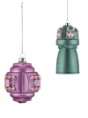 Alessi Bel E Fractal Glass Ornaments (set Of Two) In Pink