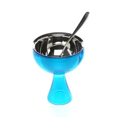 Alessi Big Love Ice Cream Bowl With Spoon In Blue