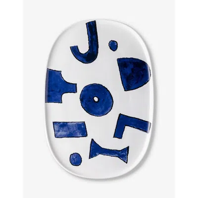 Alessi Blue Itsumo Oval Porcelain Serving Plate 36cm