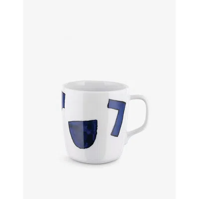 Alessi Blue Itsumo Square-handle Porcelain Mugs Set Of Four 8.9cm