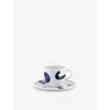 Alessi Blue Itsumo Yunoki Porcelain Coffee Cup And Saucer Set In Blue