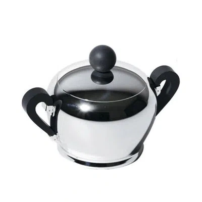 Alessi Bombé Sugar Bowl In Stainless Steel,black
