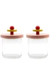 Alessi Contrasting-lid Transparent Glass (set Of Two) In 中性色