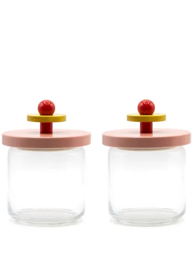 Alessi Contrasting-lid Transparent Glass (set Of Two) In 中性色