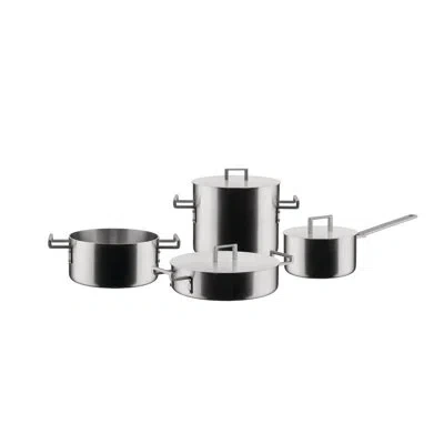 Alessi Convivio 7pc Lux Cookware Pot Set By David Chipperfield In Stainless Steel,satin,matte