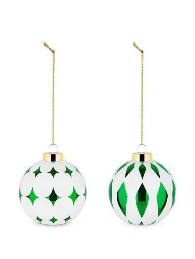 Alessi Delight Christmas Baubles (set Of Two) In Green
