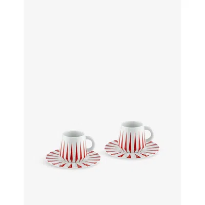 Alessi Delight Coffee Cup And Saucer Set Of Two White Red