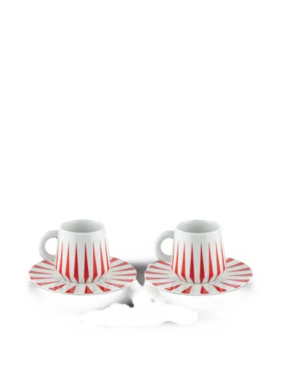 Alessi Delight Coffee Cups And Saucers (set Of Two) In Pink